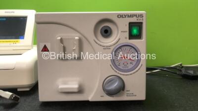 Mixed Lot Including 1 x Philips Avalon M2703A FM30 Fetal Monitor (Powers Up) 1 x Olympus KV-5 Suction Pump (Powers Up with Damaged Catch and Missing Cup-See Photos) 1 x 10 Lead ECG Lead and 1 x Karl Storz Scope Case - 3