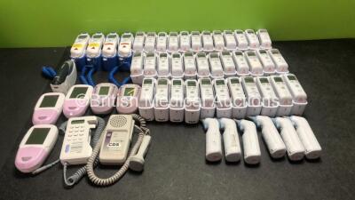 Mixed Lot Including 45 x Thermometers with 39 x Bases, 2 x Fetal Dopplers and 5 x Smoke Analyzers *All Untested*