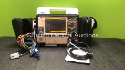 Medtronic Physio Control Lifepak 12 Biphasic Defibrillator / Monitor Including Pacer, ECG, SpO2, NIBP and Printer Options with 1 x Physio Control Ref 11111-000019 4 Lead ECG Lead, 1 x NIBP Hose with 1 x BP Cuff, 1 x Trunk Lead and 1 x SpO2 Finger Sensor i