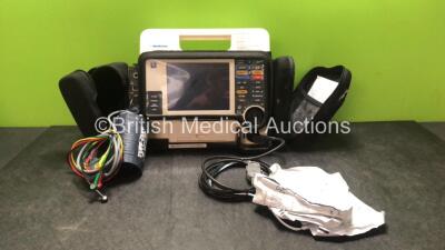 Medtronic Physio Control Lifepak 12 Biphasic Defibrillator / Monitor Including Pacer, ECG, SpO2, CO2, NIBP and Printer Options with 1 x Physio Control Ref 11111-000019 4 Lead ECG Lead, 1 x NIBP Hose with 2 x Cuffs, 1 x Trunk Lead and 1 x SpO2 Finger Senso