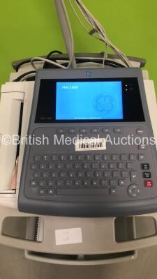 GE MAC 1600 ECG Machine on Stand with 10 Lead ECG Leads (Powers Up) *S/N SDE14500038NA* - 2