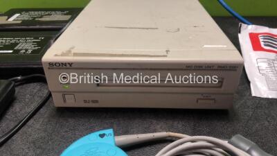 Mixed Lot Including 3 x Nippy 3+ / jnr+ Ventilator External Batteries, 1 x Nautilus US Transducer / Probe, 1 x Sony RMO-S561 MO Disk Unit (Powers Up) 1 x CU Medical Systems Adult Defibrillator Pads, 1 x Philips Heartstart Smart PADS III *Exp 09/2022* - 3