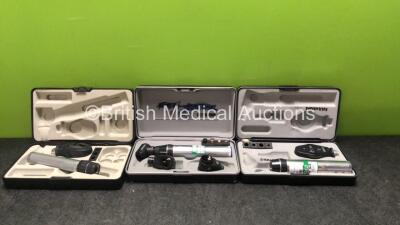 3 x Keeler Ophthalmoscopes with Attachments in Carry Cases