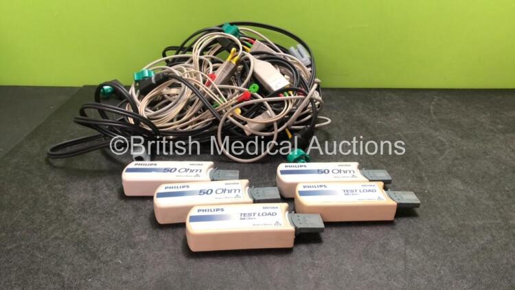 Job Lot of Defibrillator Cables Including Trunk Cables, ECG Cables and Test Loads