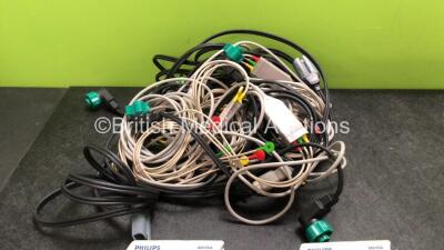 Job Lot of Defibrillator Cables Including Trunk Cables, ECG Cables and Test Loads - 2