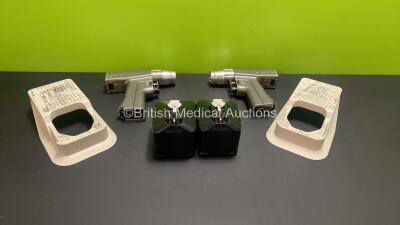 2 x Stryker System 6 6205 Rotary Handpieces with 2 x Battery Housings and 2 x Battery Transfer Shields *5238-894*