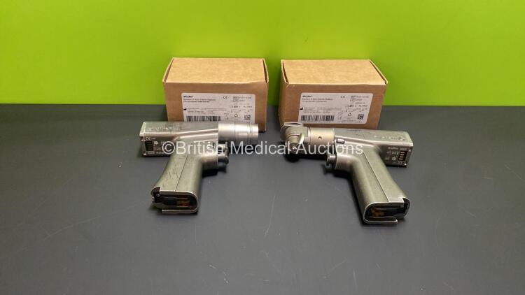 Job Lot Including 1 x Stryker System 6 6205 Rotary Handpiece, 1 x Stryker System 6 6208 Sagittal Handpiece and 2 x Stryker System 6 Batteries (Both Batteries Appear Unused in Box) *5229-894*