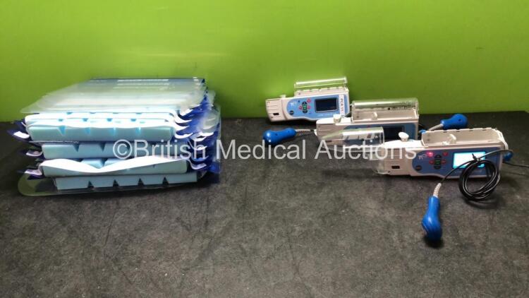 Mixed Lot Including 15 x Face Shields, 3 x CME Ref 400-339S Syringe Pumps with 3 x Triggers and 1 x AC Power Supply (All Power Up)