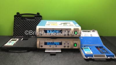 2 x Smith & Nephew Dyonics Power Control Units, 1 x B Braun HNS 12 Stimuplex Nerve Stimulator Unit and 1 x Pajunk MultiStim VARIO Nerve Stimulator Unit (All Power Up) *SN 3323, 24.0363, 16663, 16521*