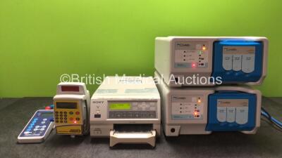 Mixed Lot Including 1 x Fisher & Paykel Innervator 272 Nerve Stimulator Unit (Powers Up) 1 x CME Medical Bodyguard 545 Epidural Infusion Pump with 1 x Trigger (Powers Up) 1 x Sony UP-21MD Color Video Printer (Powers Up with Damage-See Photo) 2 x ConMed Cl