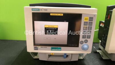 2 x Siemens SC 7000 Patient Monitors with 2 x AC Power Supplies (Both Power Up with Damage-See Photos) - 2