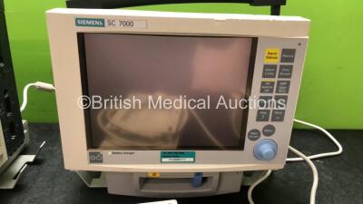 2 x Siemens SC 7000 Patient Monitors with 2 x AC Power Supplies (Both Power Up with Damage-See Photos) - 3