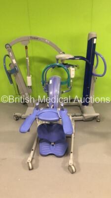 1 x Arjohuntleigh Tenor Electric Patient Hoist with Battery and Controller (Suspect Flat Battery), 1 x Arjo Maxi-Move Electric Patient Hoist with Battery and Controller (Powers Up) and 1 x Arjo Encore Electric Patient Hoist with Battery and Controller (No