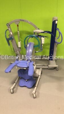 1 x Arjohuntleigh Tenor Electric Patient Hoist with Battery and Controller (Suspect Flat Battery), 1 x Arjo Maxi-Move Electric Patient Hoist with Battery and Controller (Powers Up) and 1 x Arjo Encore Electric Patient Hoist with Battery and Controller (No - 2