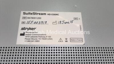Stryker Suite Stream Ref 06788001200 HD CODEC Console (Powers Up) *SN 15F003918* - 2