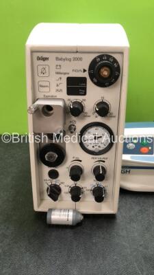 Mixed Lot Including 1 x Vitalograph 2130 Spirometer (Untested Due to Missing Power Supply) 1 x Drager Babylog 2000 Ventilator (Powers Up with Damaged Dial-See Photo) 1 x Cardinal Health Alaris GH Syringe Pump (Powers Up) - 4