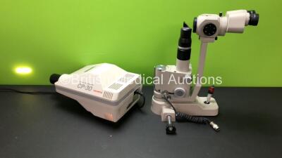 1 x Shin-Nippon CP-30 Chart Projector with Remote Control (Powers Up) and 1 x CS SL 950 Slit Lamp (Damage to Handle and Cable - See Photos)