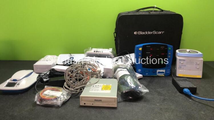 Mixed Lot Including 1 x GE V100 Dinamap Patient Monitor with 1 x AC Power Supply (Powers Up) 1 x Fisher & Paykel MR850AEK Respiratory Humidifier (Untested Due to Missing Cable-See Photo) 1 x Philips PCA323CD Printer and Medtronic My Care Link Patient Moni