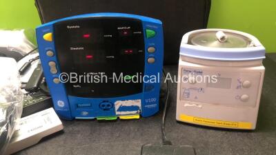 Mixed Lot Including 1 x GE V100 Dinamap Patient Monitor with 1 x AC Power Supply (Powers Up) 1 x Fisher & Paykel MR850AEK Respiratory Humidifier (Untested Due to Missing Cable-See Photo) 1 x Philips PCA323CD Printer and Medtronic My Care Link Patient Moni - 2