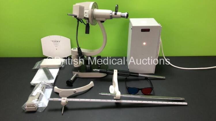 Job Lot of Ophthalmic Equipment Including 1 x Keratometer (Unknown Model) and 1 x Chin Rest