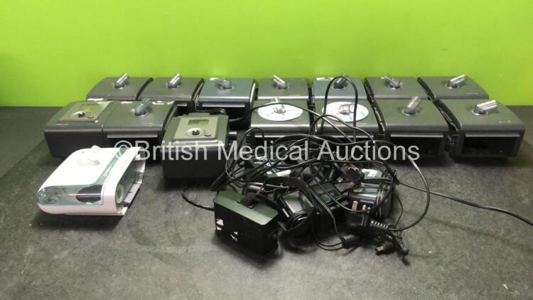 Job Lot Including 2 x Philips Respironics REMstar Auto A Flex CPAP Units (Both Power Up with Missing Dials-See Photos) 12 x Philips System One Humidifier Units, 4 x AC Power Supplies and 1 x Respironics Dream Station Humidifier Unit *SN H295058044C77, P21