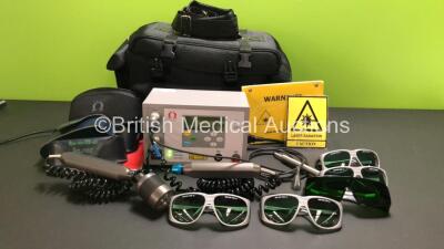 Omega Model XP Laser *Mfd - 02/16* with 2 x Laser Aperture Handpieces, 1 x Probe Handpiece, Manual and 5 x Protective Glasses in Case (Draws Power, Untested Due to No Key) *FS0028691 / 3570*