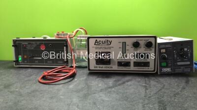 Mixed Lot Including 1 x Karl Storz 27085 X Suction Pump (Powers Up) 1 x Acuity F.O Headlamp / Video Surgical Daylight Illuminator (Powers Up with good bulb) 1 x Karl Storz 490 V Coldlight Fountain (Powers Up with Loose Cover-See Photo)