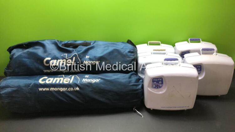 Job Lot Including 3 x Mangar Camel Emergency Lifting Cushions with 3 x Control Hoses and 5 x Mangar Airflo Compressors