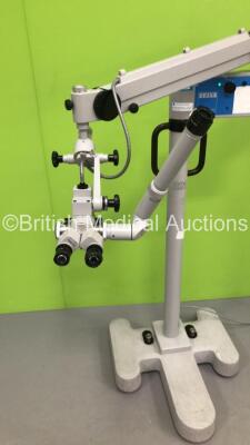 Zeiss OPMI19-FC Surgical Microscope with Training Arm, 2 x 12,5x Eyepieces, 1 x 10x Eyepiece and Zeiss f 200 Lens on Zeiss S21 Stand (Powers Up - No Light -Suspect Blown Bulb - Eyepieces have Damaged Surrounds - See Pictures) *S/N 217518* **A/N 108588* - 3