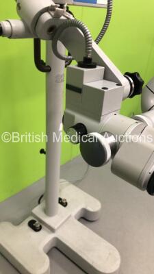 Zeiss OPMI19-FC Surgical Microscope with Training Arm, 2 x 12,5x Eyepieces, 1 x 10x Eyepiece and Zeiss f 200 Lens on Zeiss S21 Stand (Powers Up - No Light -Suspect Blown Bulb - Eyepieces have Damaged Surrounds - See Pictures) *S/N 217518* **A/N 108588* - 7