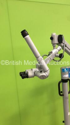 Zeiss OPMI19-FC Surgical Microscope with Training Arm, 2 x 12,5x Eyepieces, 1 x 10x Eyepiece and Zeiss f 200 Lens on Zeiss S21 Stand (Powers Up - No Light -Suspect Blown Bulb - Eyepieces have Damaged Surrounds - See Pictures) *S/N 217518* **A/N 108588* - 11