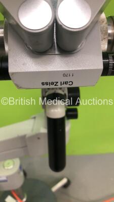 Zeiss 150-FC Colposcope on Stand with 2 x 10x Eyepieces and Zeiss f300 Lens (Powers Up with Good Bulb) *S/N 6022509334* **A/N 076821** - 4