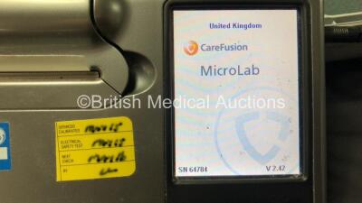 Job Lot Including 3 x Carefusion MicroLab Touchscreen Spirometers with Accessories in Cases (All Power Up) and 1 x Micro CO Smokerlyzer in Case *64784 / 68686 / 62766 / 65878* - 2