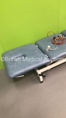 5 x Huntleigh 3 Way Electric Patient Examination Couches (4 x Power Up - 1 x Cut Power Supply - All Cushions Have Rips / Marks on - See Pictures) ***1 in Picture - 5 in Lot*** - 5