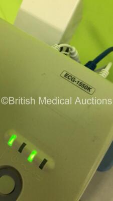 Nihon-Kohden ECG-1550K ECG Machine on Stand with 10 Lead ECG Leads (Powers Up) *S/N 00991* - 7