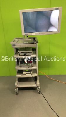 Karl Storz Stack Trolley with Radiance G2HB Monitor, Storz 222010 20 SCB Image 1 Hub Camera Control Unit, Storz Image 1 HD H3-Z Camera Head, Storz 2641305 20 SCB Electronic Endoflator and Sony UP-21MD Colour Video Printer (Powers Up) **5229-894**