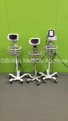 1 x Welch ALlyn SPOT Vital Signs Monitor on Stand, 1 x Welch Allyn 53NT0 Vital Signs Monitor and 1 x Welch Allyn 53N00 (All Power Up)