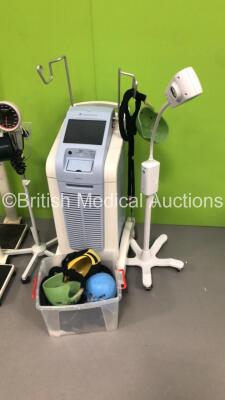 Mixed Lot Including 3 x Blood Pressure Meters on Stands, 2 x Seca Stand on Weighing Scales 1 x Welch Allyn Patient Examination Lamp, 1 x GE Dinamap Pro 300 V2 Vital Signs Monitor on Stand (No Power - Damaged - See Pictures) and 1 x Dignitana Digini C3 Sca - 2