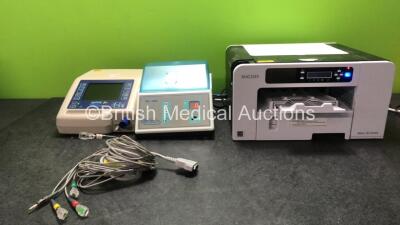 Mixed Lot Including 1 x B & D Electromedical Nippy 3 + Ventilator (Powers Up) 1 x Linea Tac TAC-400M Mixing Unit Powers Up with Damaged Power Button-See Photo) 1 x Ricoh SG 2100S Printer (Powers Up) 1 x 8 Lead ECG Lead