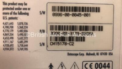 2 x Datascope Passport 2 Patient Monitors Including ECG, IBP1, IBP2, SpO2 and T1 Options (Both Power Up) *SN CM14736-A2 - CM15178-C2* - 6