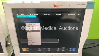 2 x Philips IntelliVue M8007A MP70 Touch Screen Patient Monitors (1 Powers Up, 1 No Power, Both with Cracked Casing and Missing Covers-See Photos) *Mfd 07-2008, 07-2008* - 2