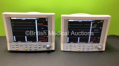 2 x Datascope Passport 2 Patient Monitors Including CO2, ECG, IBP1, IBP2, SpO2 and T1 Options (Both Power Up) *SN TM04673-C3 - TM06872-I3*