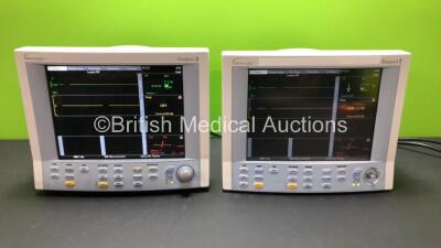 2 x Datascope Passport 2 Patient Monitors Including ECG, IBP1, IBP2, SpO2 and T1 Options (Both Power Up with 1 x Slight Casing Damage and 1 x Missing Dial) *SN CM15181-0C2 - CM08305-B1*