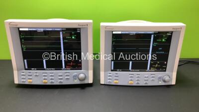 2 x Datascope Passport 2 Patient Monitors Including ECG, IBP1, IBP2, SpO2 and T1 Options (Both Power Up) *SN TM10319-D4 - CM08243-B1*