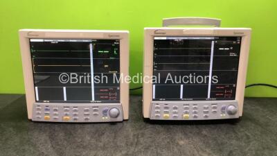 2 x Datascope Spectrum Patient Monitors Including ECG, SpO2, T1, IBP1 and IBP2 Options (Both Power Up) *SN MM03922-C5, MM01378-E3*