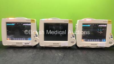 3 x Philips Intellivue MP30 Patient Monitors *Mfd 03-2011, 03-2011, 03-2011* with 1 x Philips M3001A Ref 862442 Opt: A01C06 Multiparameter Module with ECG, SpO2, NBP, Press and Temp Options *Mfd 08-2017* 2 x Philips M3001A Ref 862442 Opt A01C06C12 Multipa