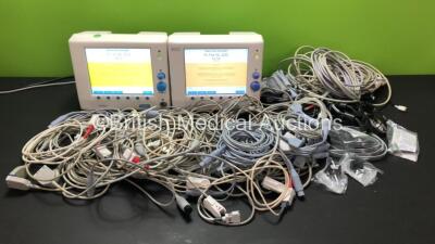 Job Lot Including Various Datascope Monitor Leads (ECG, SpO2, BP, Water Traps) 1 x Deltex Q ODM+ Monitor with Lead and 1 x Deltex Cardioq ODM Monitor with Lead (Both Power Up) *40426*