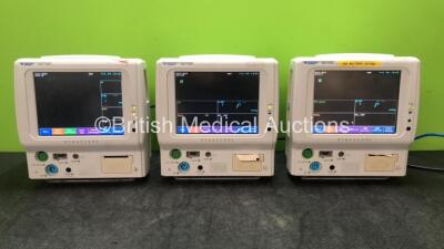 3 x Fukuda Denshi DS-7100 Patient Monitors Including ECG/RESP, SpO2, NIBP, TEMP, BP and Printer Options