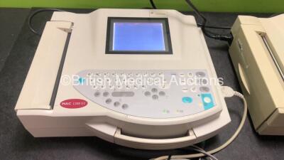 2 x GE MAC 1200 ST ECG Machines with 1 x 9 Lead ECG Lead (Both Power Up - 2