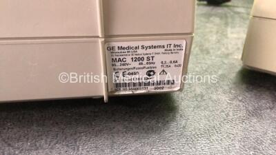 2 x GE MAC 1200 ST ECG Machines with 1 x 9 Lead ECG Lead (Both Power Up - 5